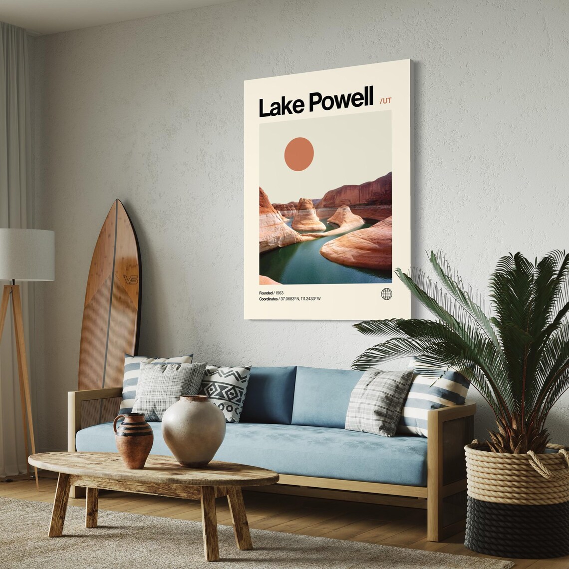 Lake Powell Utah Red Rock Canyon Water Helvetica Travel Poster - Image 3