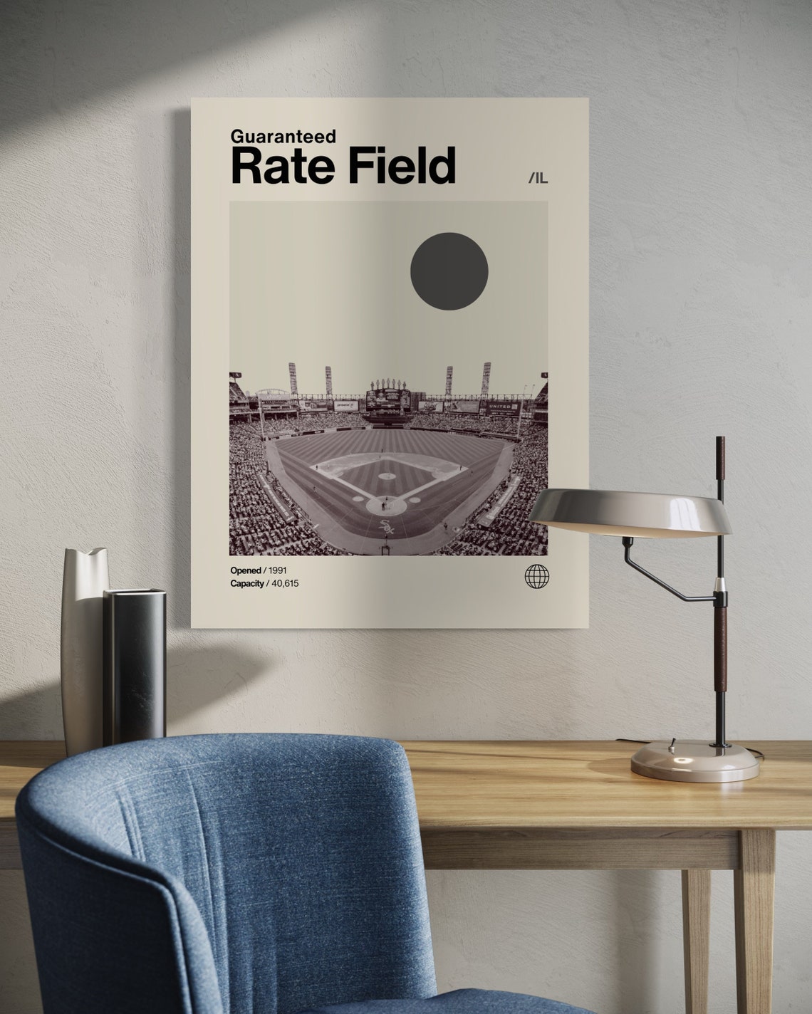 Guaranteed Rate Field Chicago White Sox Grayscale Minimalist Poster - Image 2
