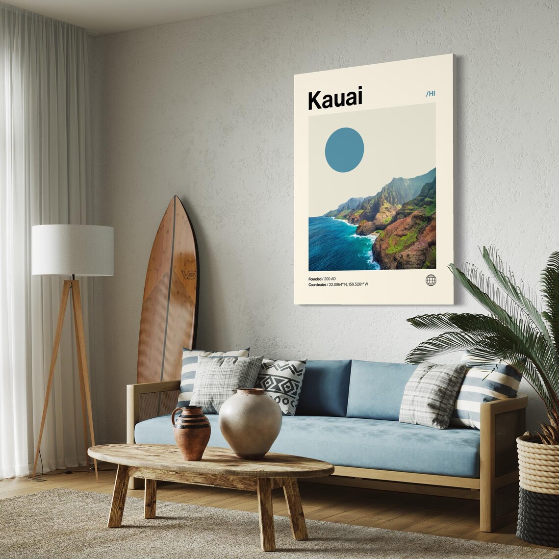 Kauai Hawaii Na Pali Coast Cliffs Minimalist Helvetica Travel Poster - Image 3