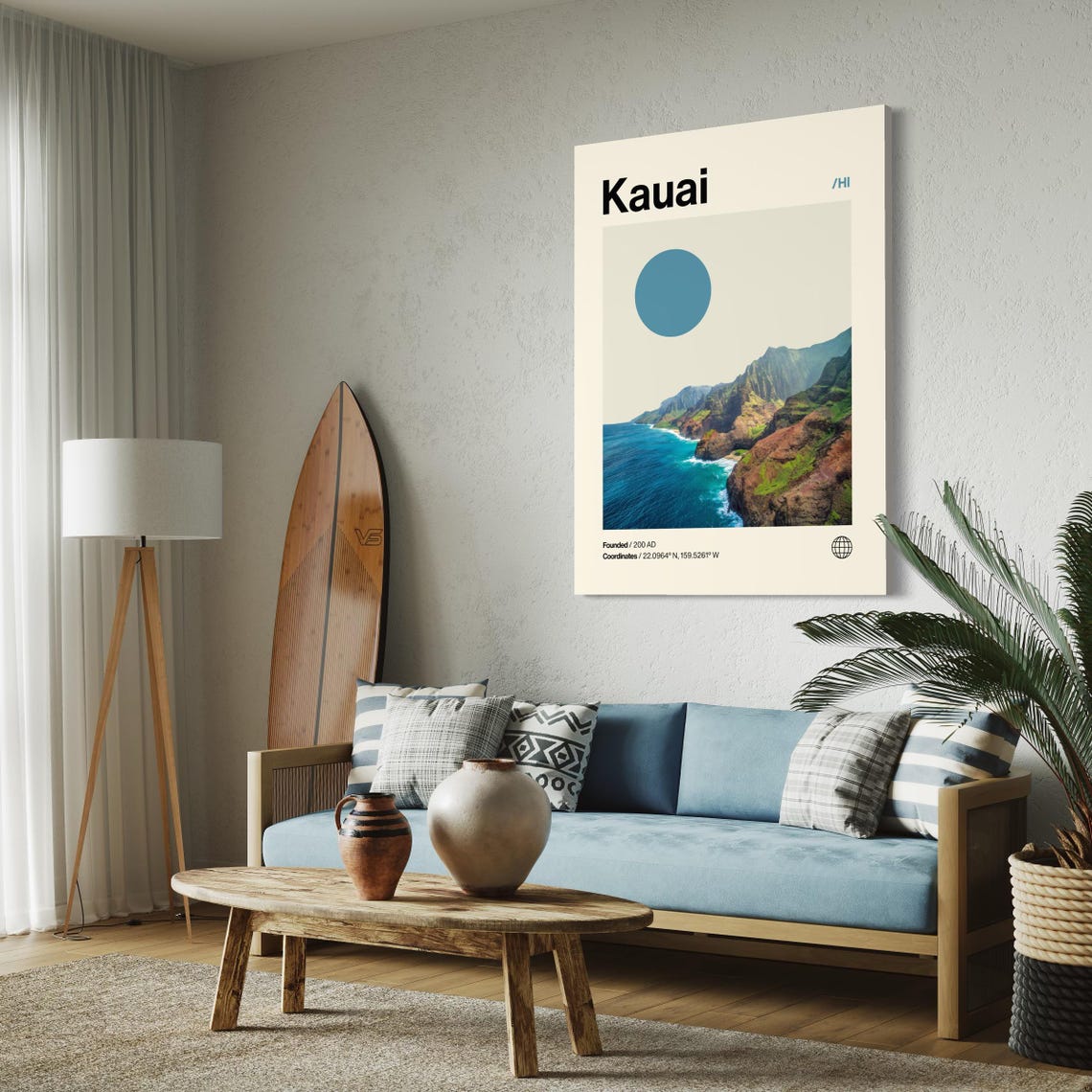 Kauai Poster Minimalist Helvetica Mid Century Modern Kauai Travel Print Hawaii Poster Kauai Wall Art Kauai Hawaii Print Hawaii Art - Image 3