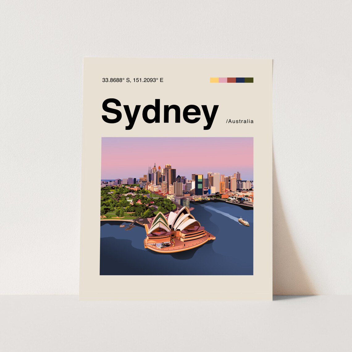 Sydney Australia Opera House Harbour City Skyline Sunset Travel Poster