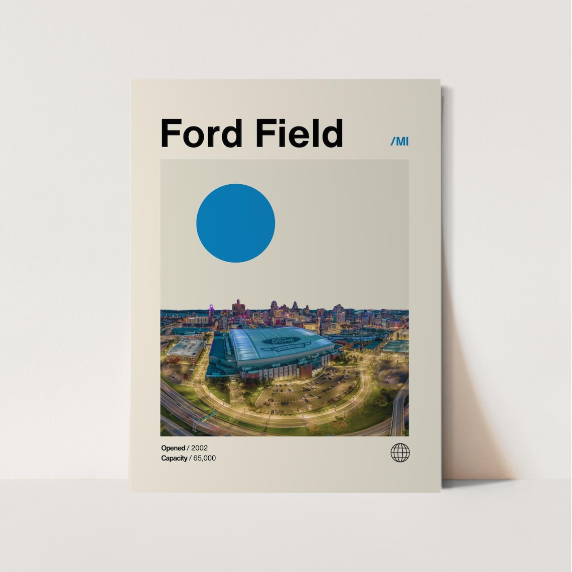 Ford Field Detroit Lions Minimalist Football Art Print
