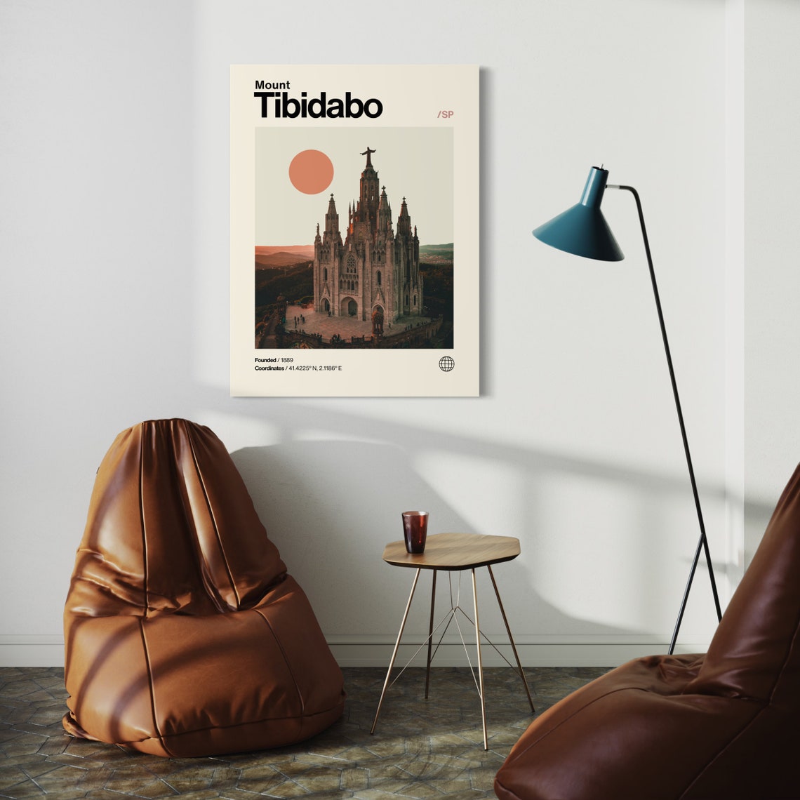 Mount Tibidabo Barcelona Sacred Heart Church Spain Landmark Poster - Image 2