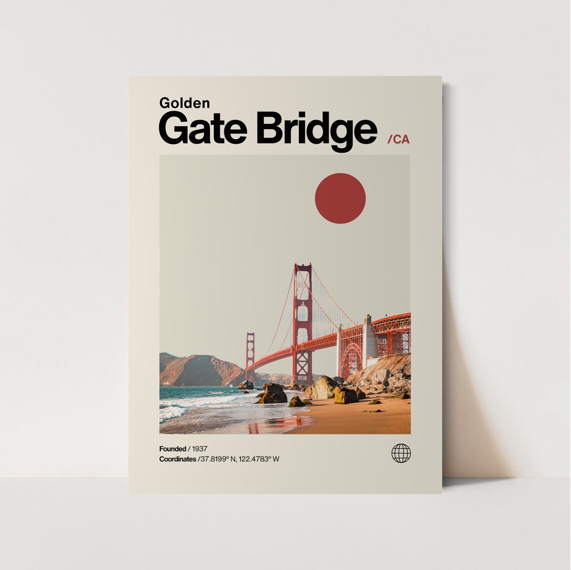 Golden Gate Bridge Minimalist Mid-Century Travel Print