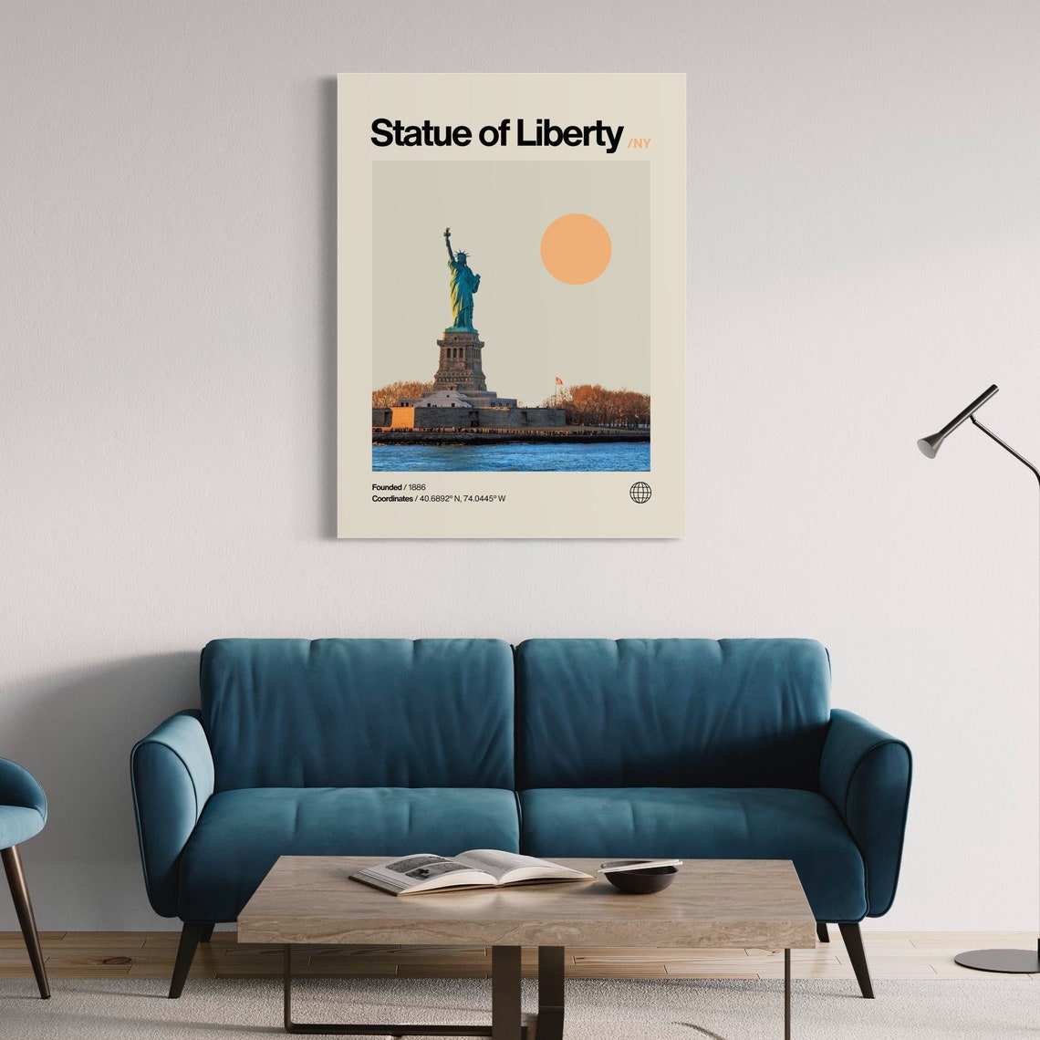 Statue Of Liberty Poster Minimalist Helvetica Mid Century Modern Statue Of Liberty Travel Print Statue Of Liberty Wall Art Nyc Art - Image 2