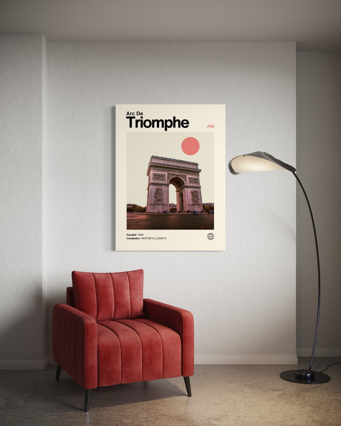 Arc de Triomphe Paris Minimalist Mid Century Modern Monument Poster - Image 2