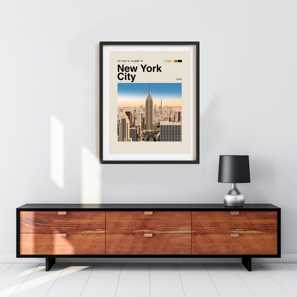 New York City Empire State Skyline Minimalist Helvetica Poster - Image 2