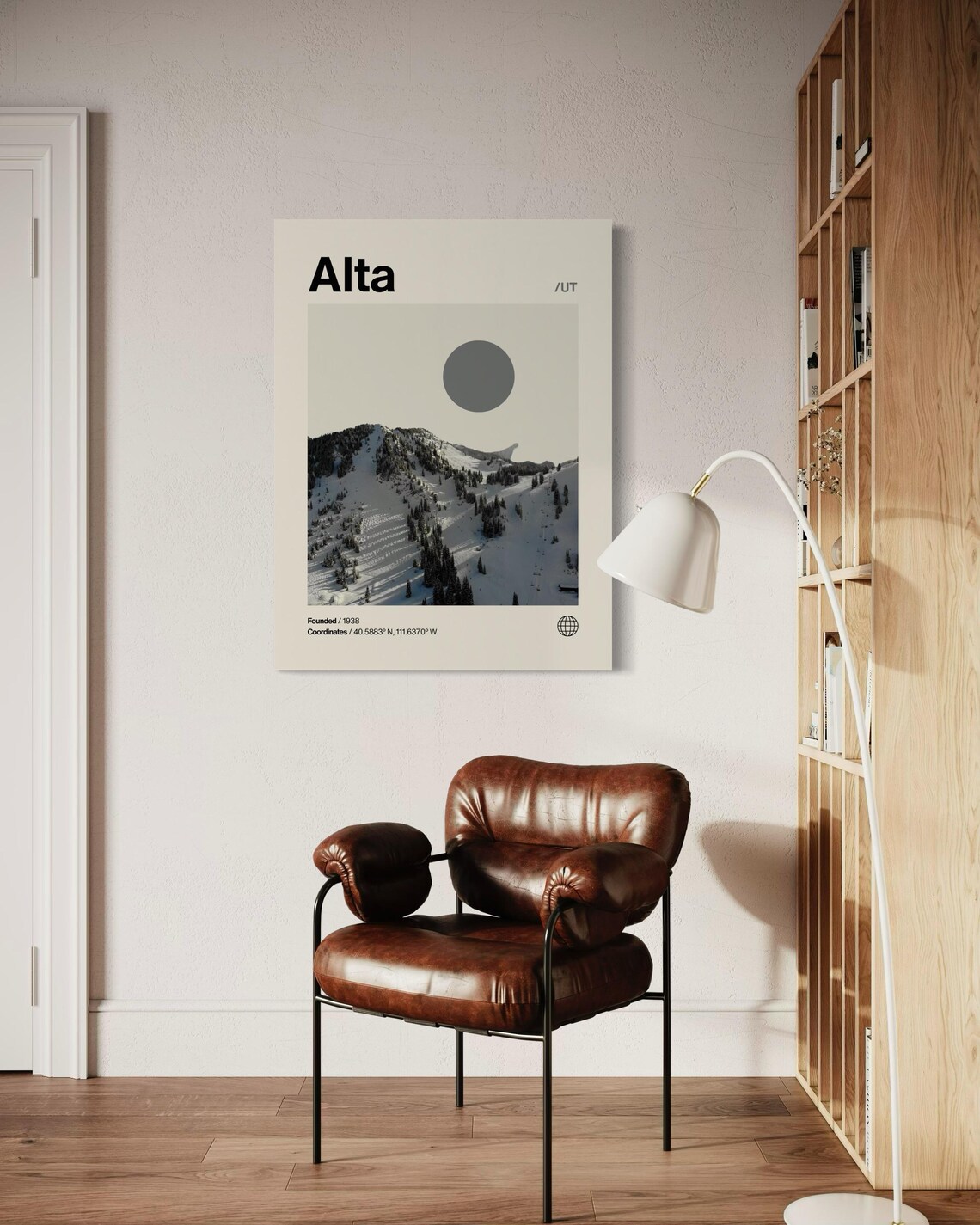 Alta Utah Ski Resort Snow Mountain Minimalist Helvetica Winter Poster - Image 2