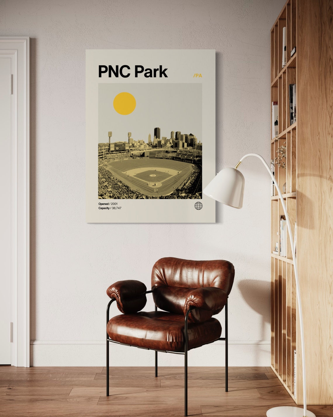 PNC Park Pittsburgh Minimalist Mid Century Modern Baseball Poster - Image 3
