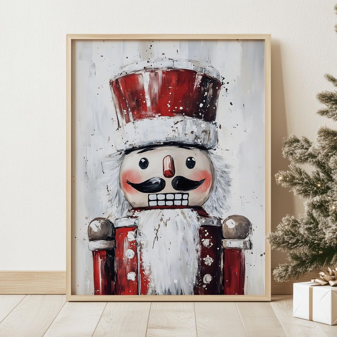 Red Nutcracker Soldier Portrait Christmas Holiday Art Poster - Image 2