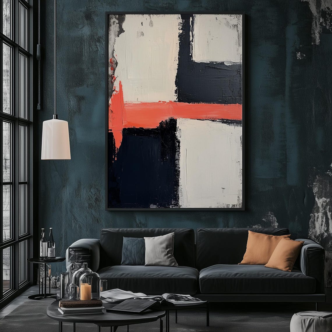 Modern Abstract Geometric Wall Art Minimalist Large Decor Vibrant Brush Strokes Contemporary Neutral Beige Painting Living Room Design - Image 4
