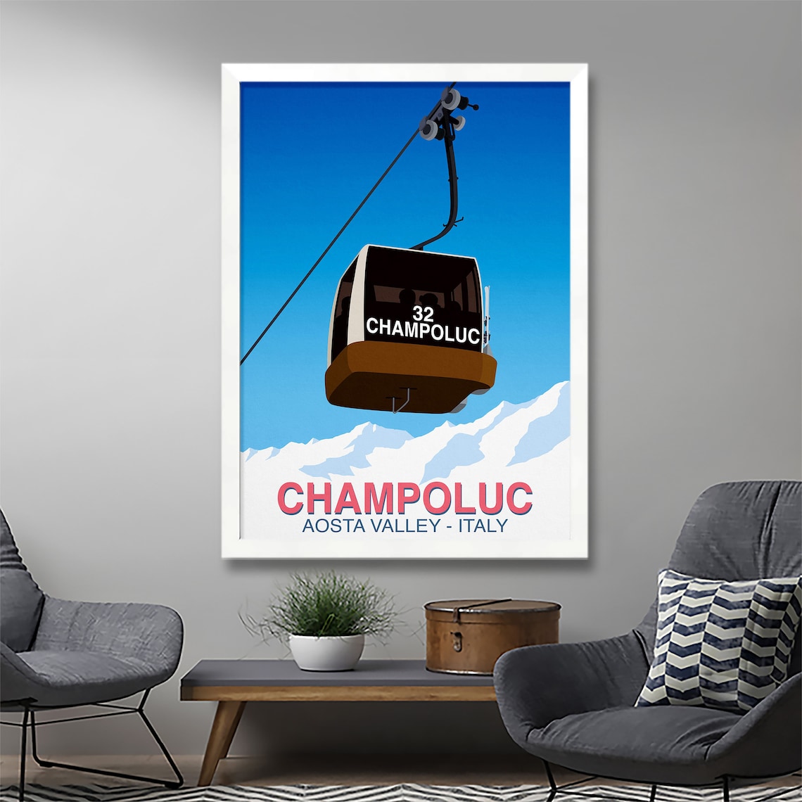 Champoluc Ski Resort Poster, Winter Travel Print - Image 2
