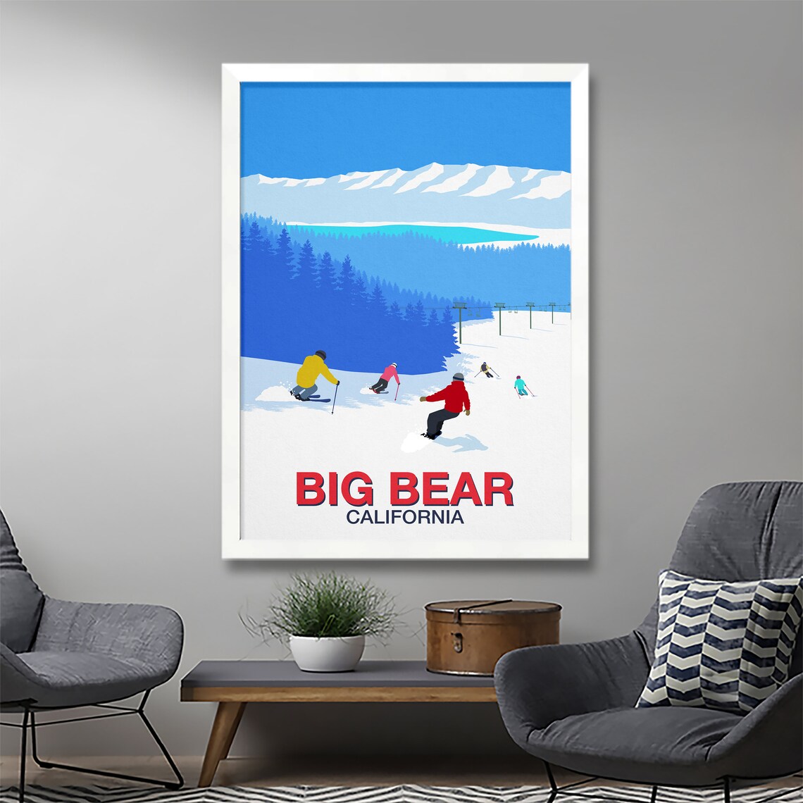 Big Bear California Ski Poster Chairlift Lake Pines Vintage Art - Image 3