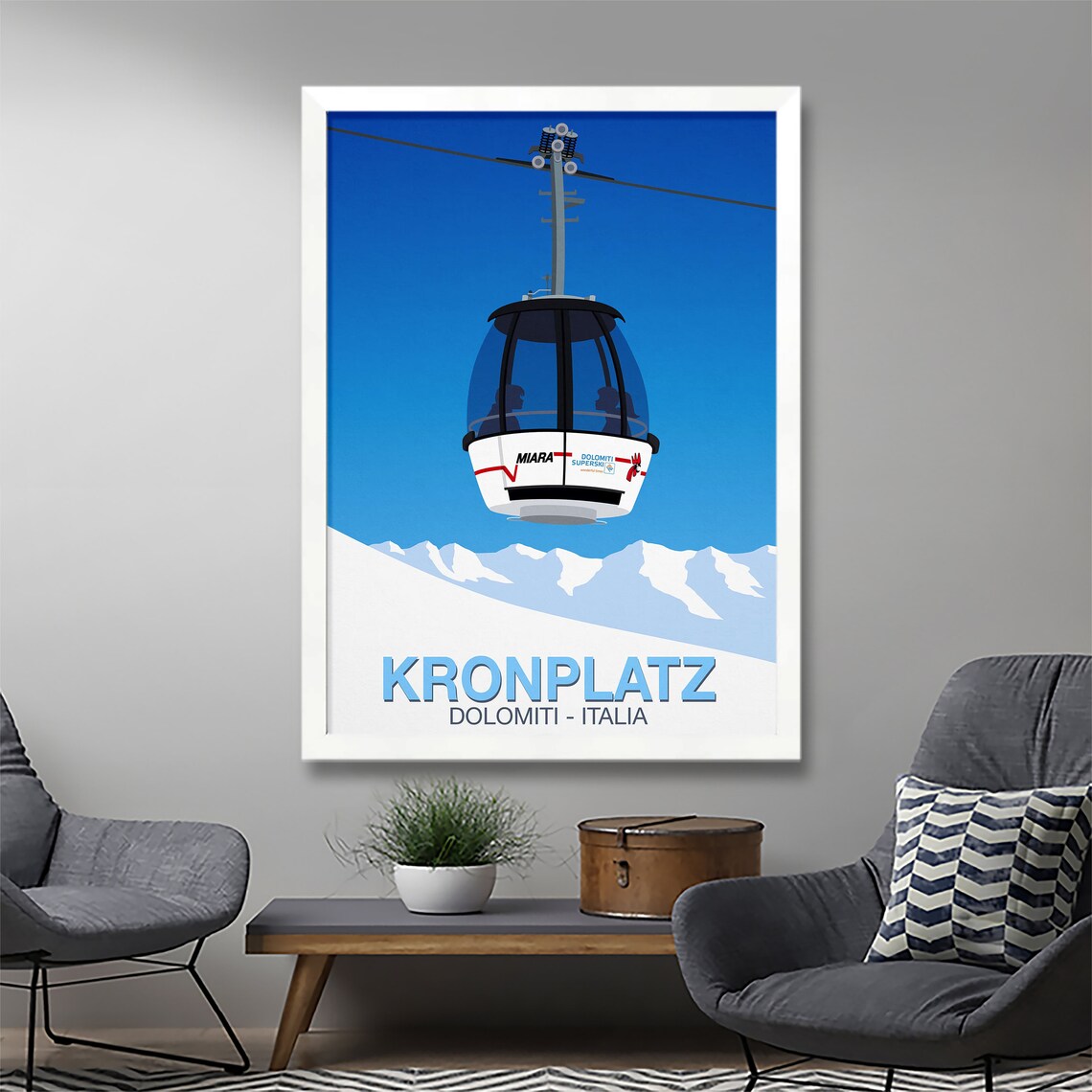 Kronplatz Ski Resort Travel Poster, Ski Print - Image 3