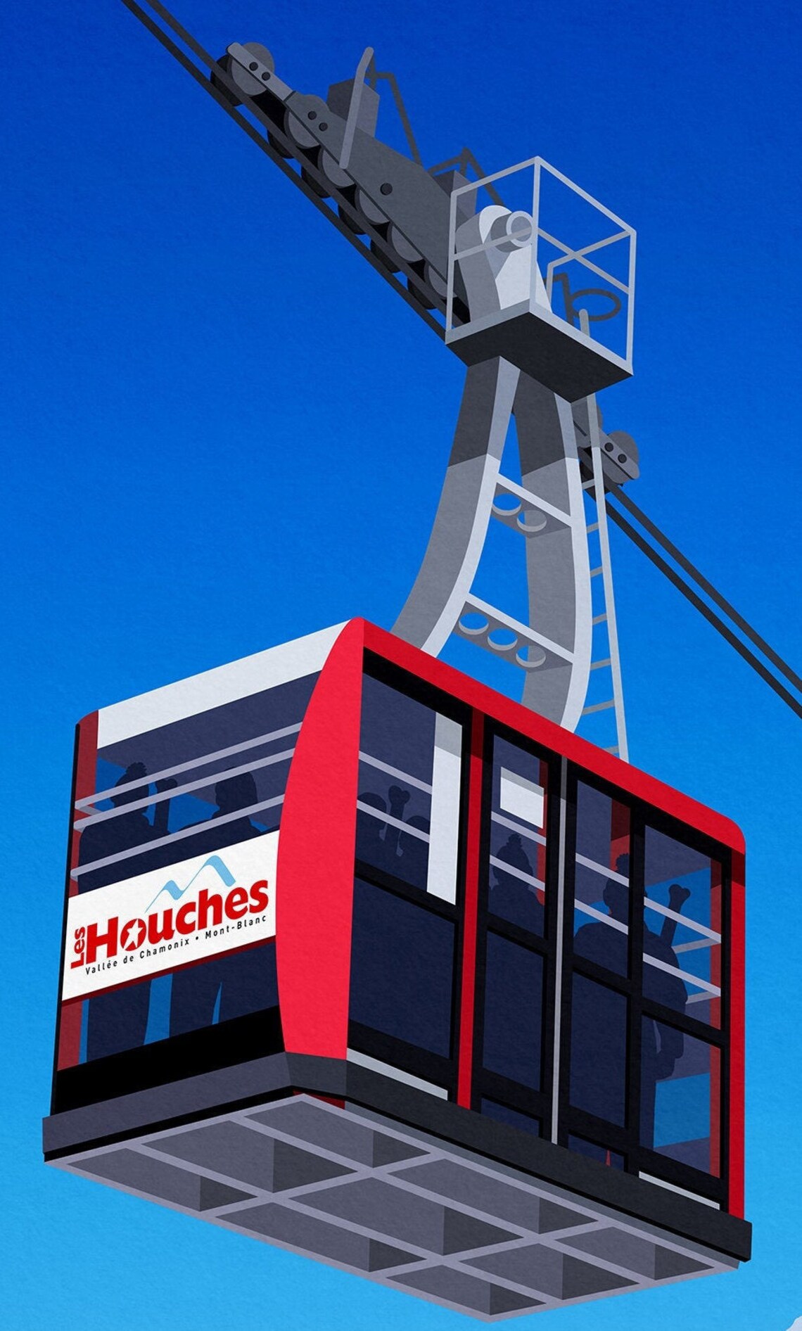 Les Houches Chamonix Mont Blanc Red Cable Car France Ski Poster - Image 2
