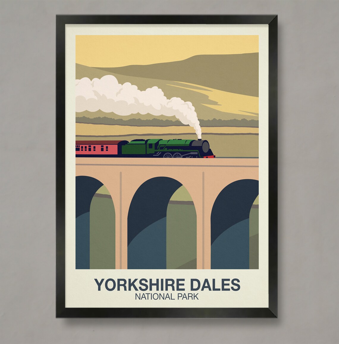Yorkshire Dales National Park Travel Poster, Ribblehead Viaduct