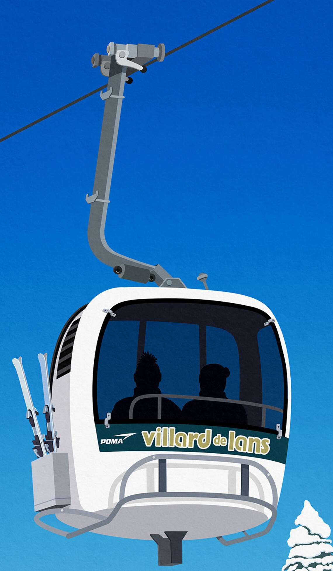 Villard De Lans Isere France White Gondola Snowy Pines Winter Ski Poster - Image 2