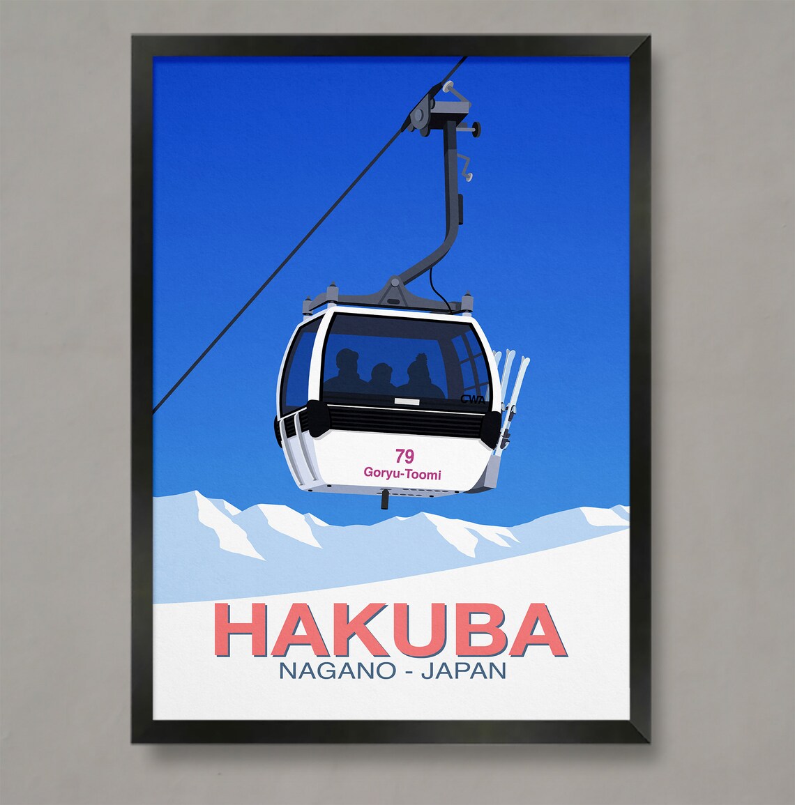 Hakuba Ski Resort Travel Poster, Ski Resort Art Print