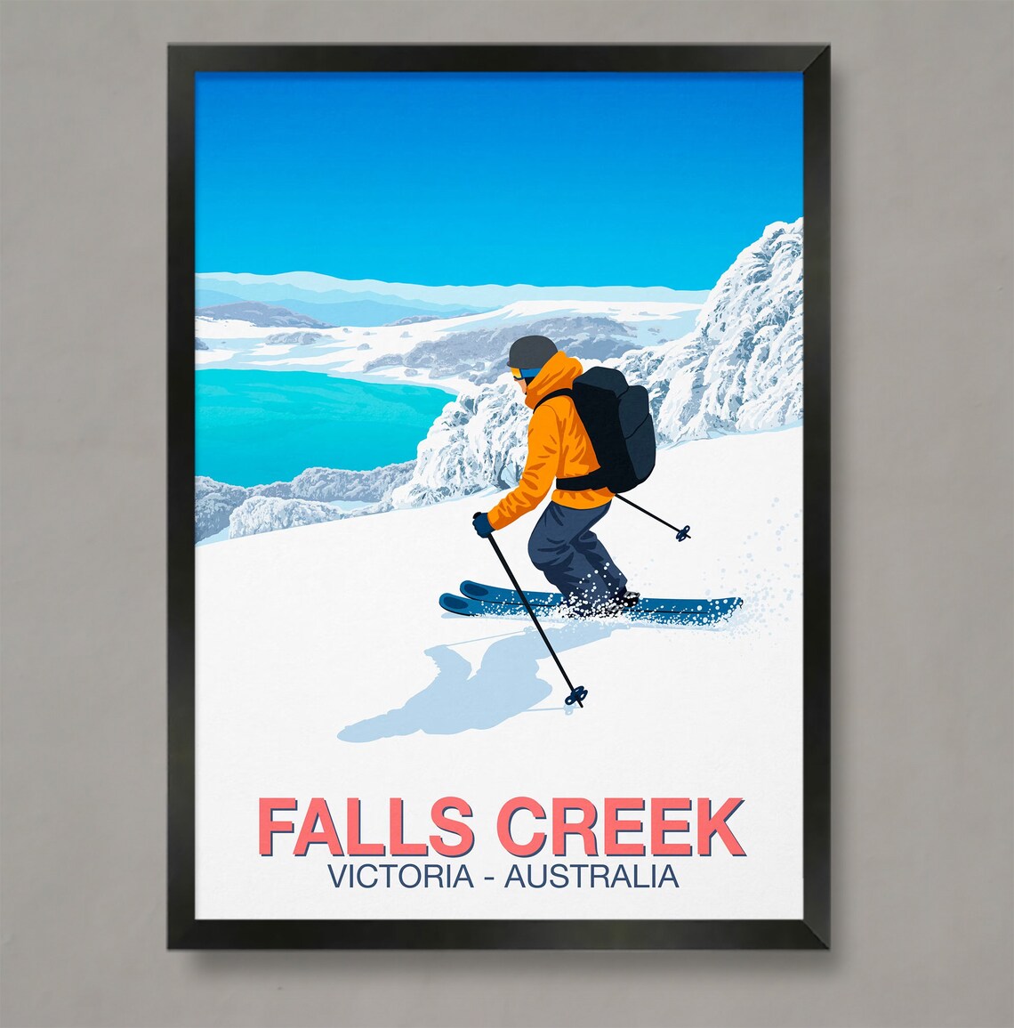 Falls Creek Skier Poster, Ski Resort Travel Poster
