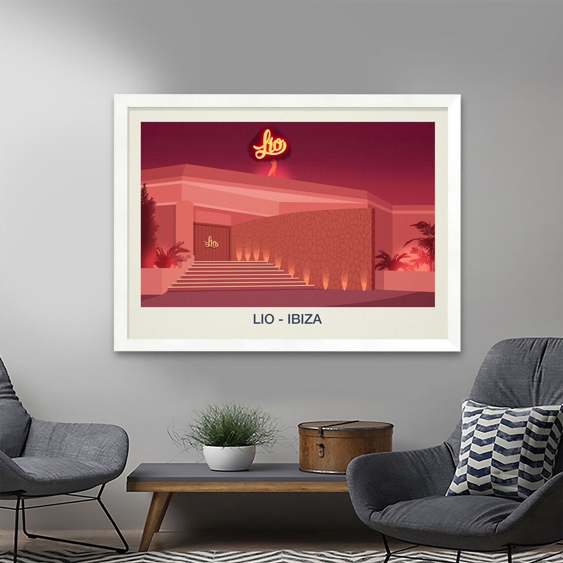 Lio Ibiza Nightclub Pink Sunset Neon Sign Music Venue Wall Art - Image 2