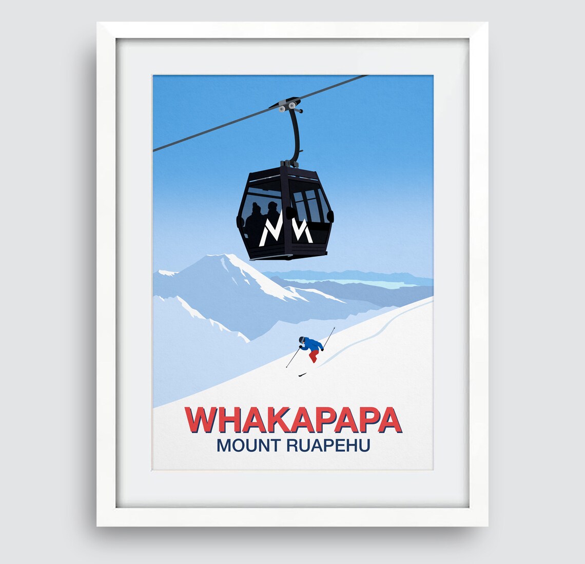 Whakapapa Mount Ruapehu Ski Poster Gondola New Zealand Vintage - Image 4