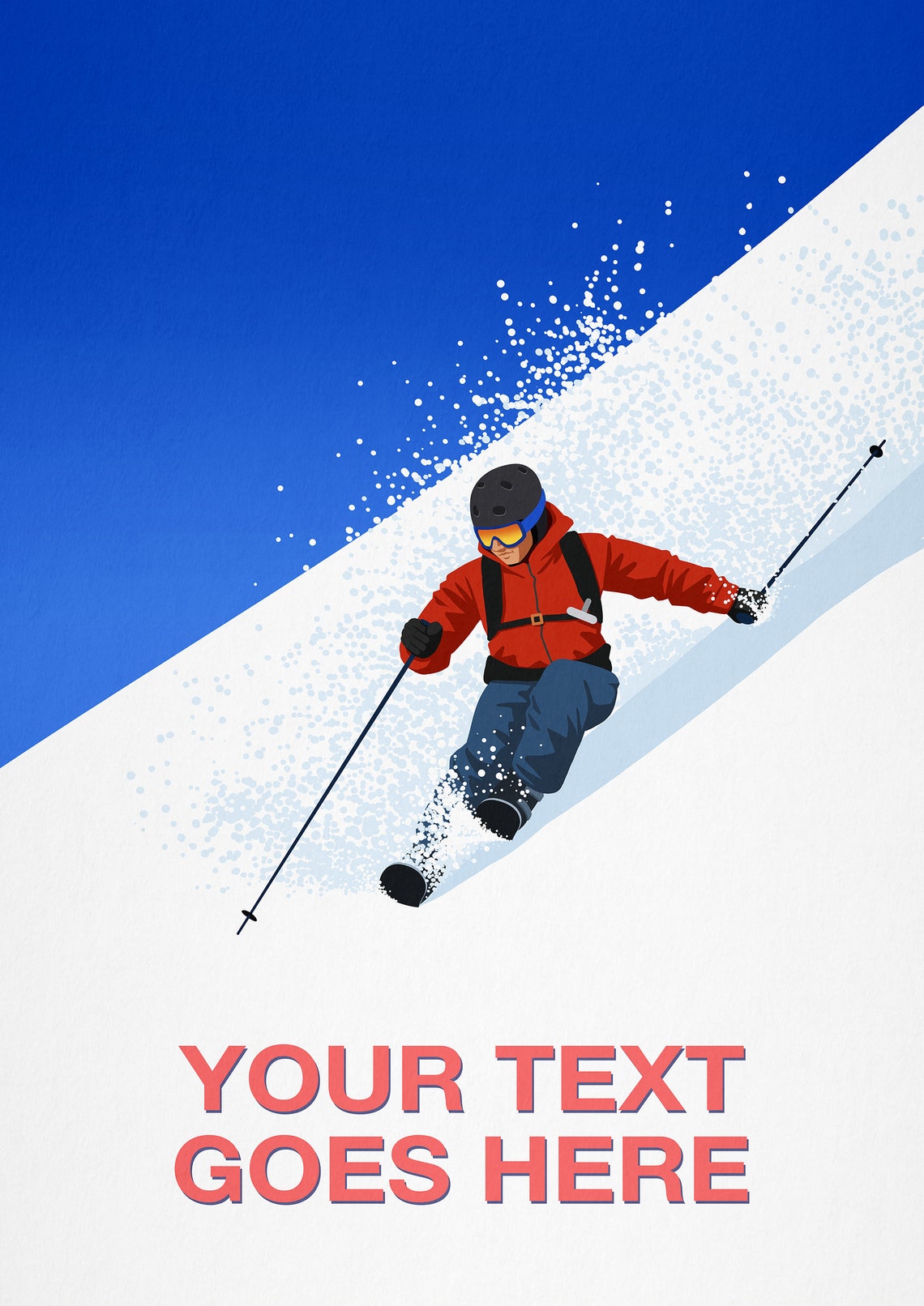 Personalised Ski Poster with Custom Text Carving Steep Powder Face - Image 2