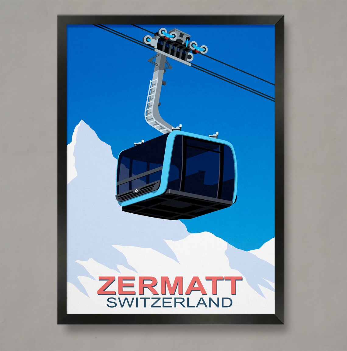Zermatt Pininfarina Cable Car Travel Poster
