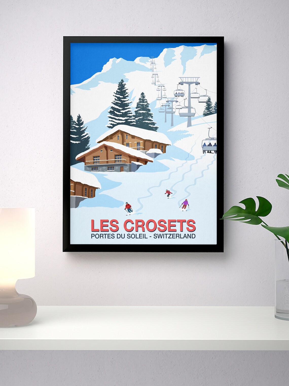 Les Crosets Ski Resort Travel Poster, Ski Print - Image 4