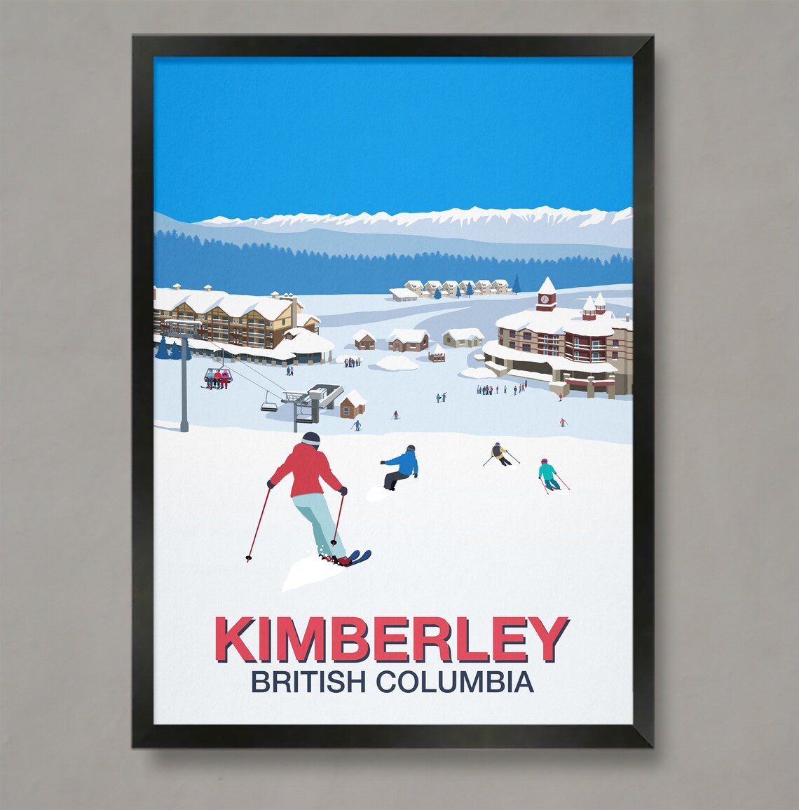 Kimberley British Columbia Vintage Alpine Ski Village Resort Poster
