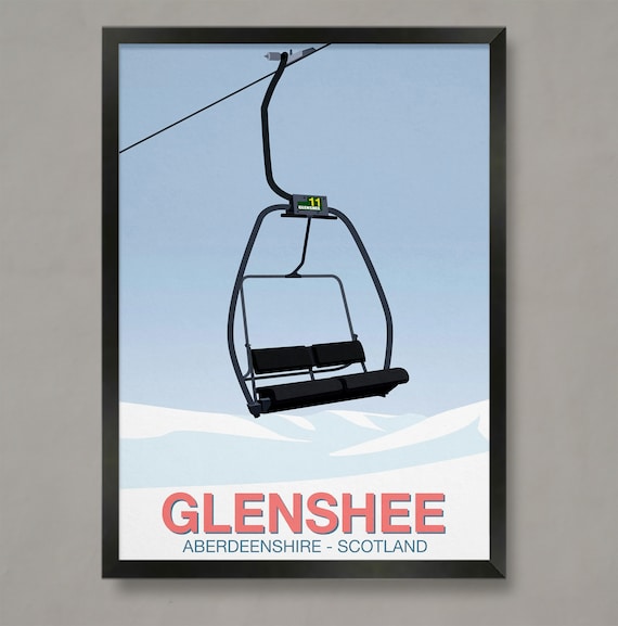 Glenshee Ski Resort Travel Poster, Ski Resort Art Print