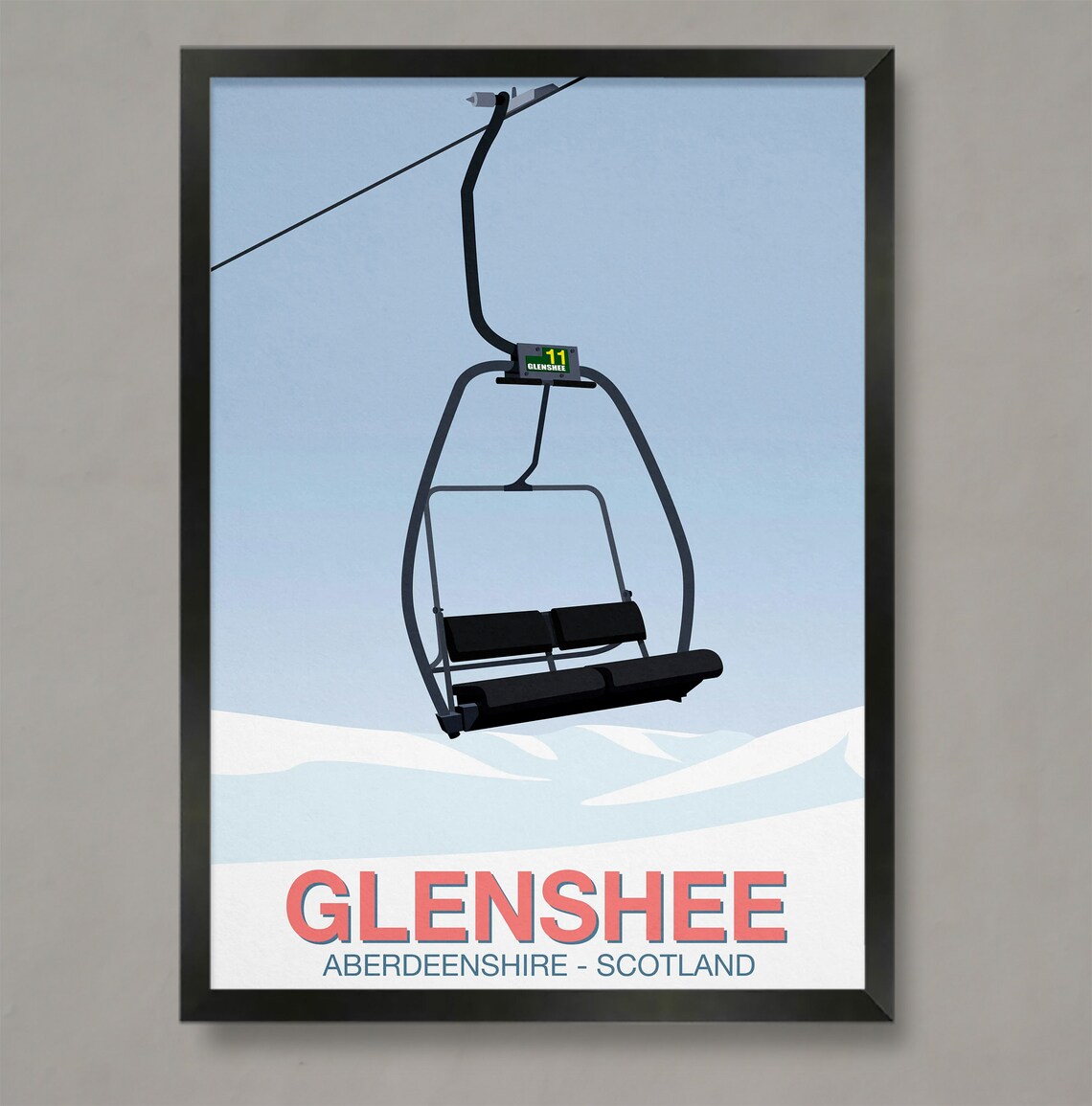 Glenshee Ski Resort Travel Poster, Ski Resort Art Print