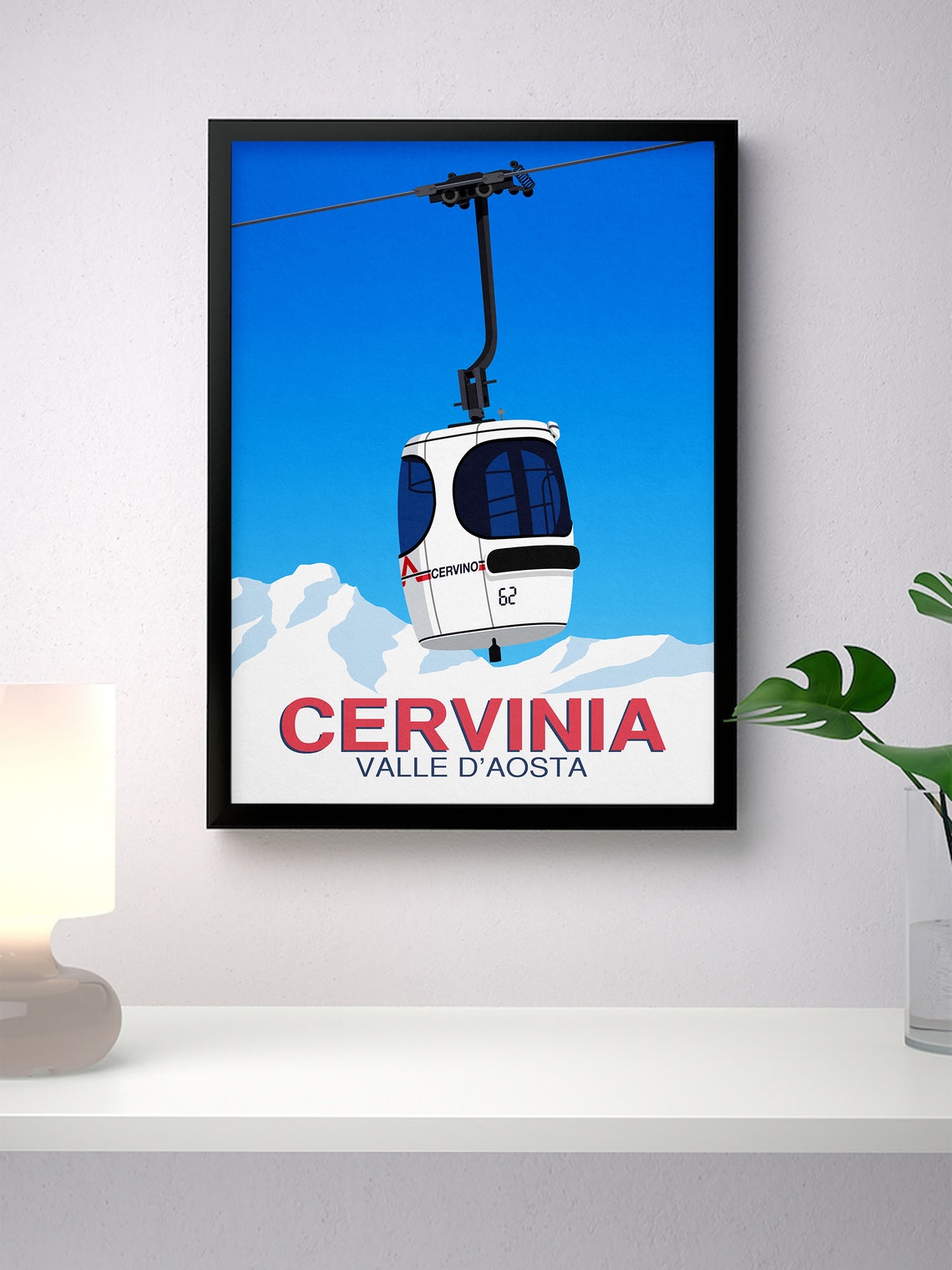 Cervinia Italy Valle d Aosta Cervino Gondola Ski Resort Travel Poster - Image 4