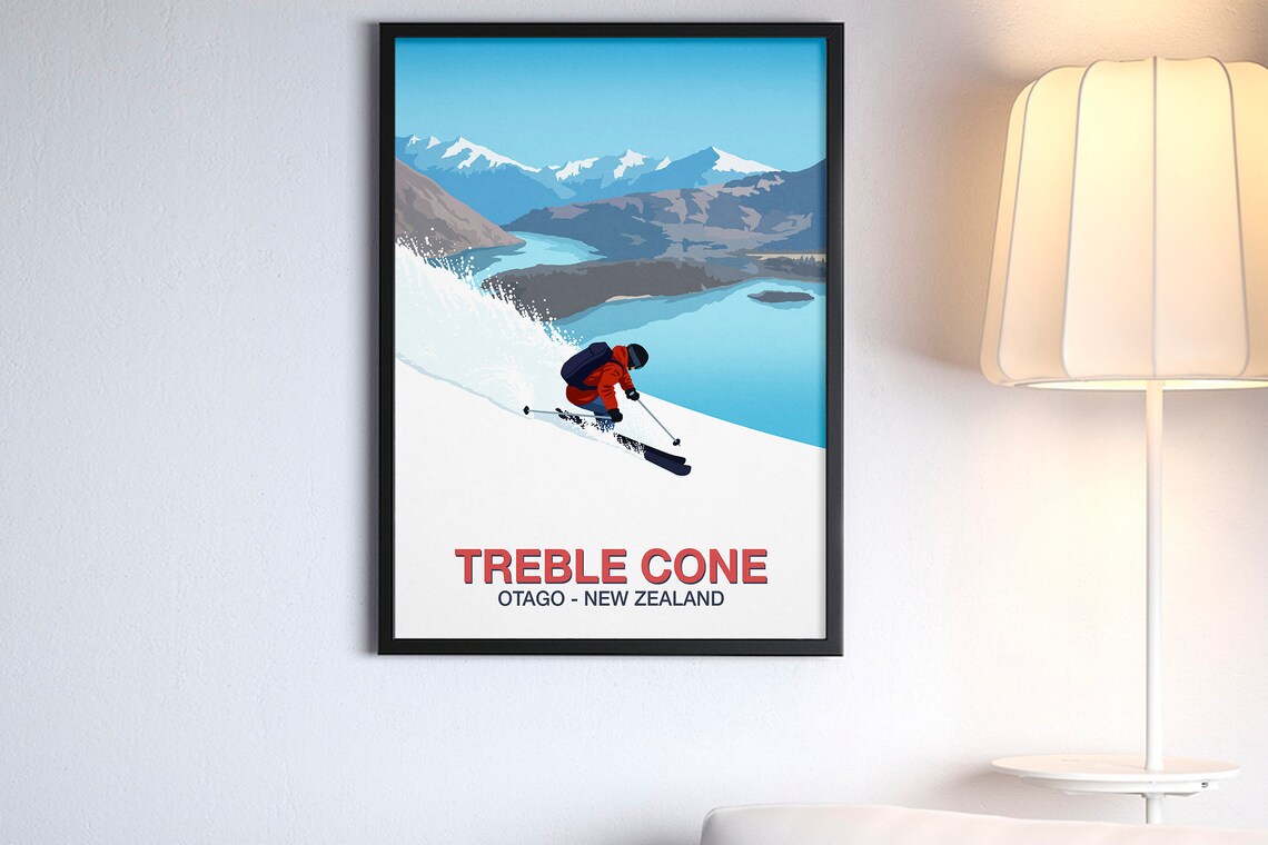 Treble Cone Ski Resort Travel Poster, Ski Print - Image 4