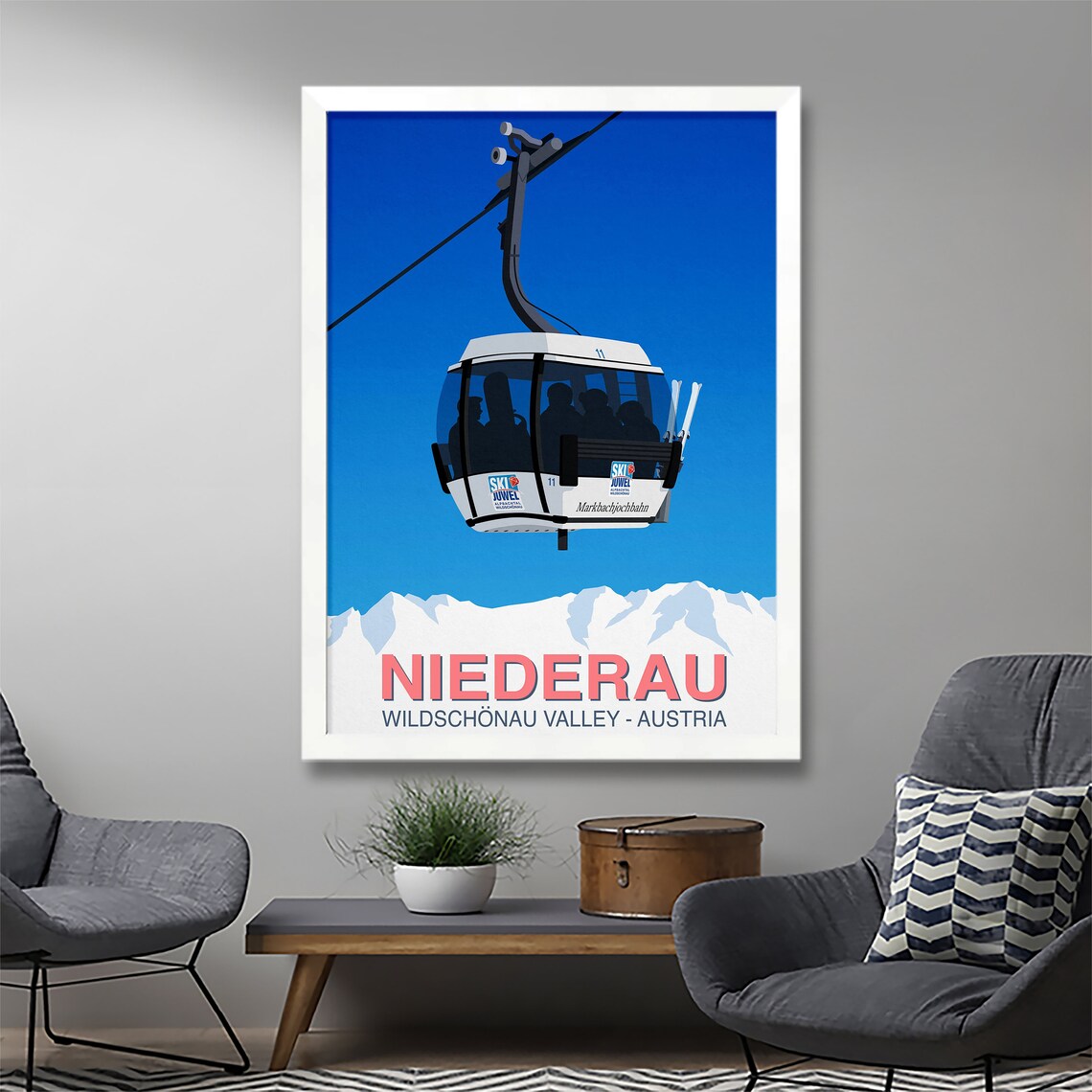 Niederau Austria Markbachjochbahn Gondola Ski Resort Travel Poster - Image 2