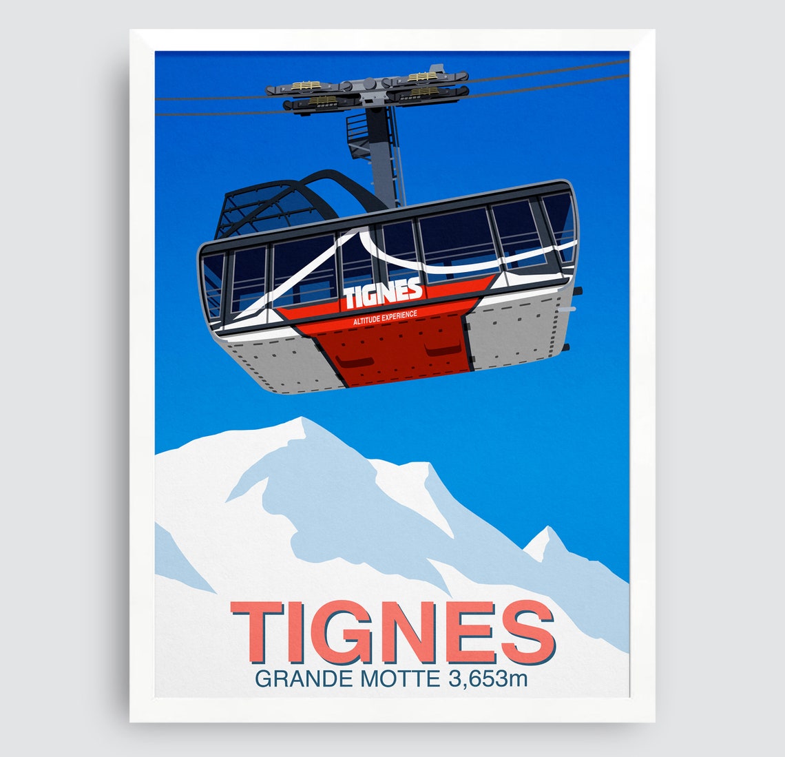 Tignes Grande Motte 3653m Cable Car French Alps Ski Resort Poster - Image 3