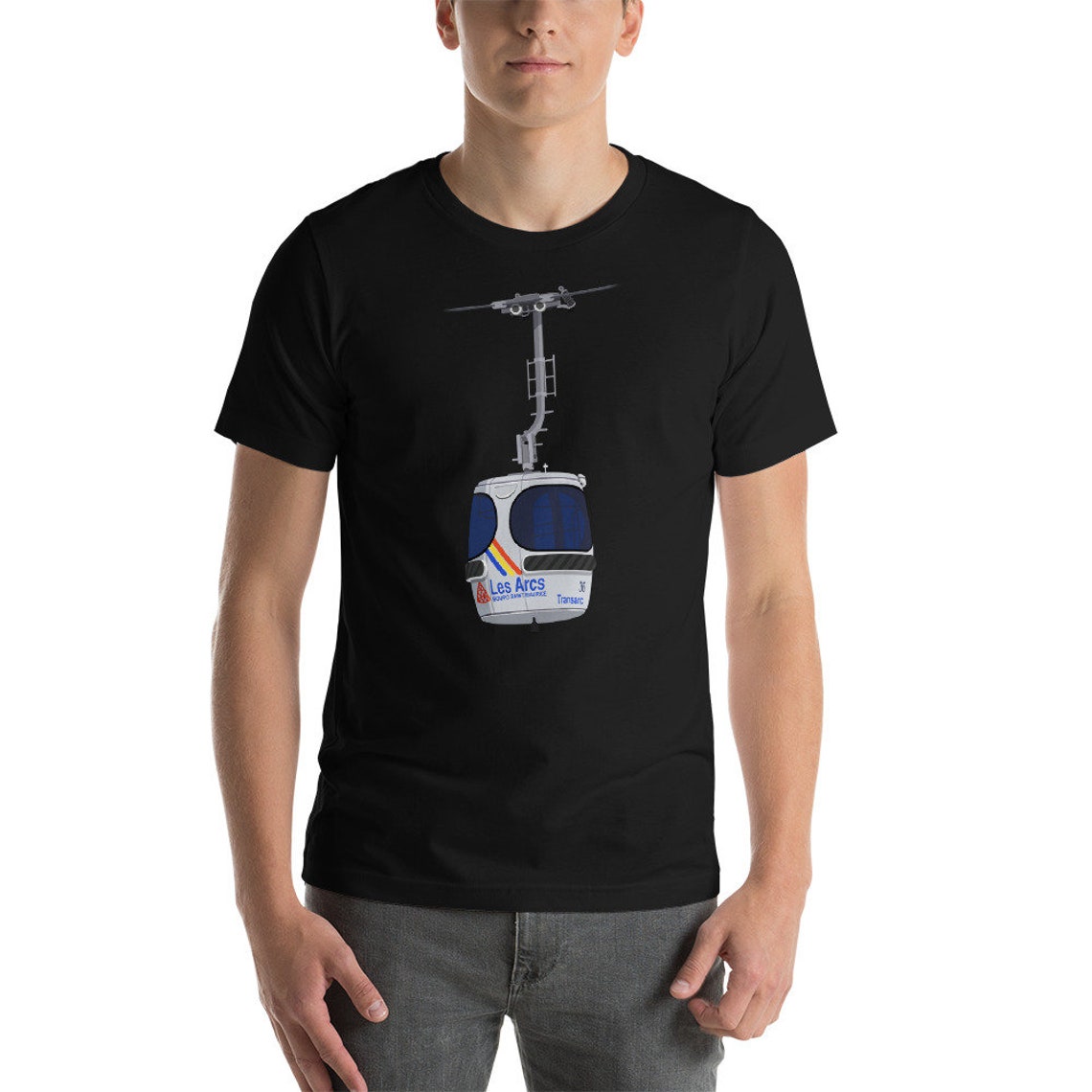 Les Arcs Transarc Gondola Vintage Graphic Tee Short Sleeve Art Print - Image 4