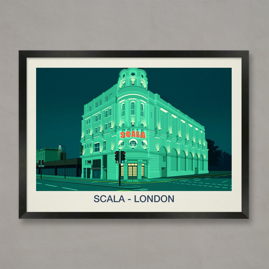 Scala London Music Venue Neon Nightlife Art Deco Facade Wall Art