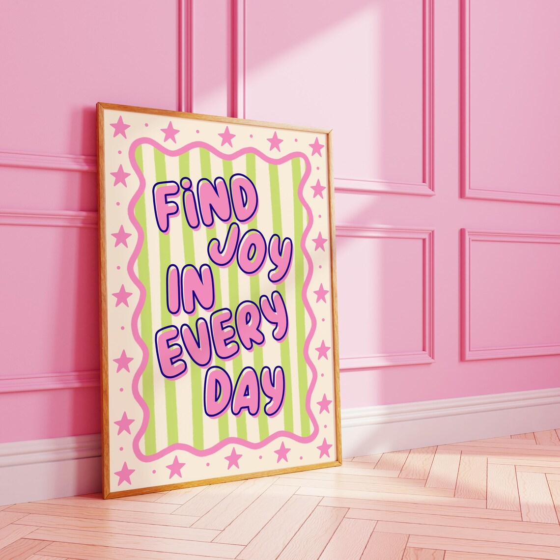 Find Joy Funky Stripes Star Dopamine Decor Art Print
