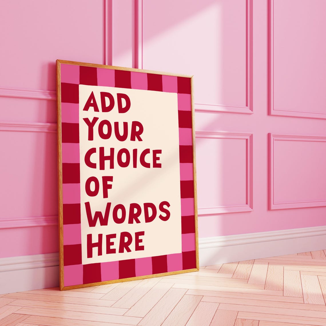 Custom Quote Checkerboard Red Pink Personalized Words Wall Poster