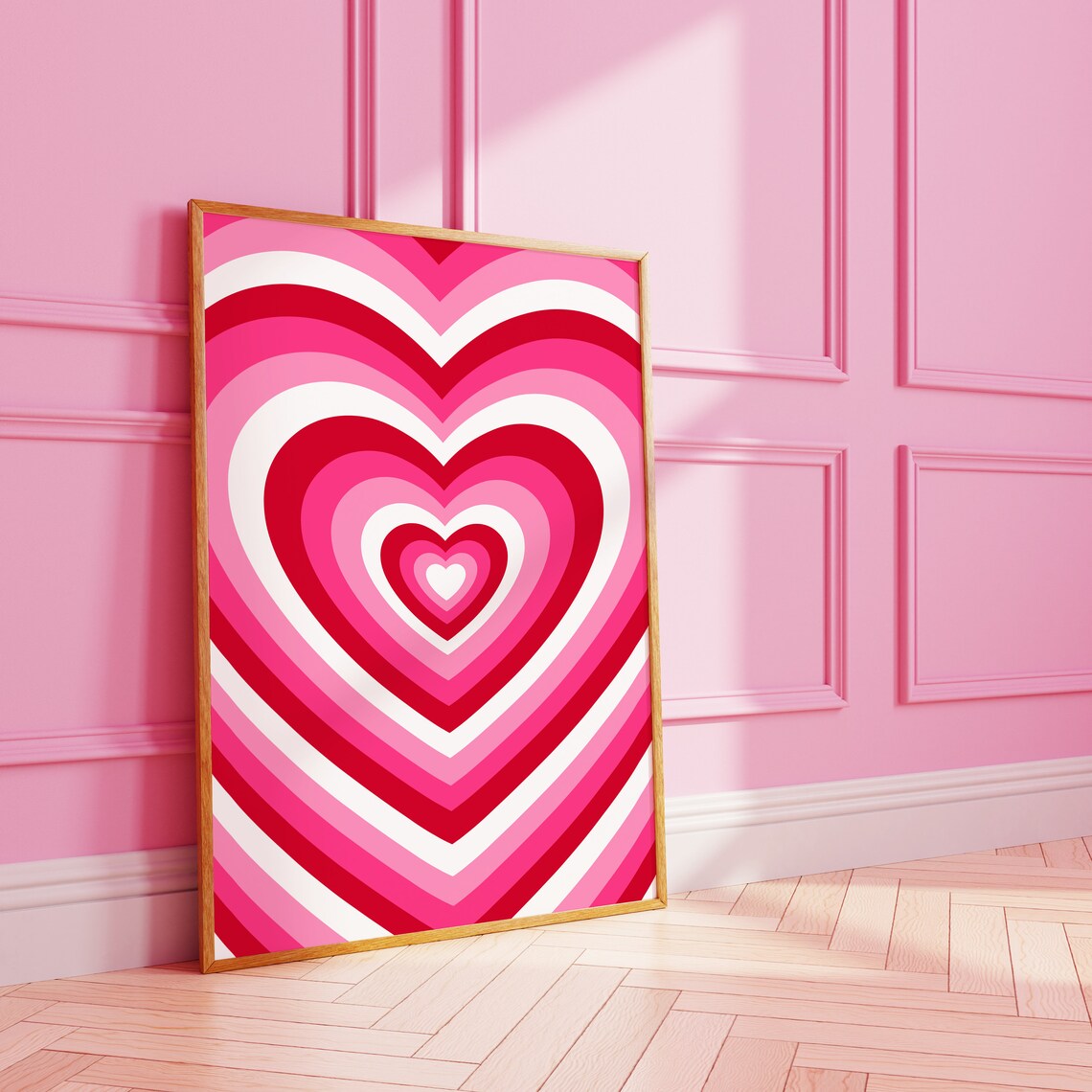 Retro Style Love Heart Pink Art Print