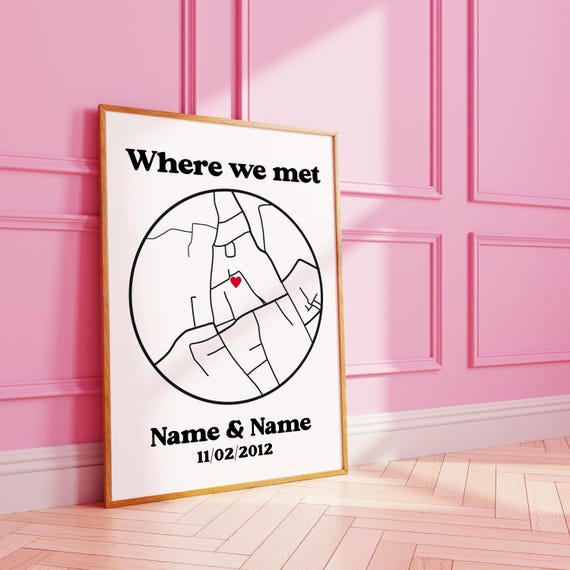 Cute Custom Circle Map Poster Personalised Wall Print Customised Art Relationship Christmas Gifts For Her A3 A4 8x10 A5 5x7