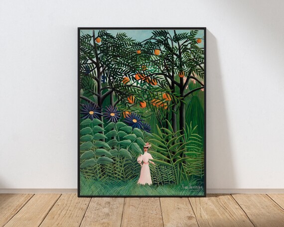 Henri Rousseau Woman Walking in Exotic Forest Print Jungle Painting