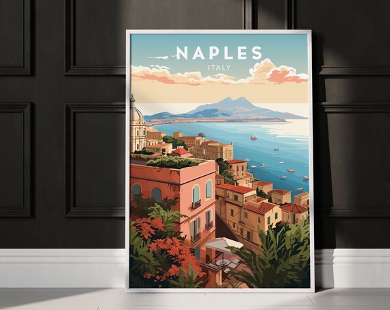 Naples Travel Poster, Minimalist Italy Art Print
