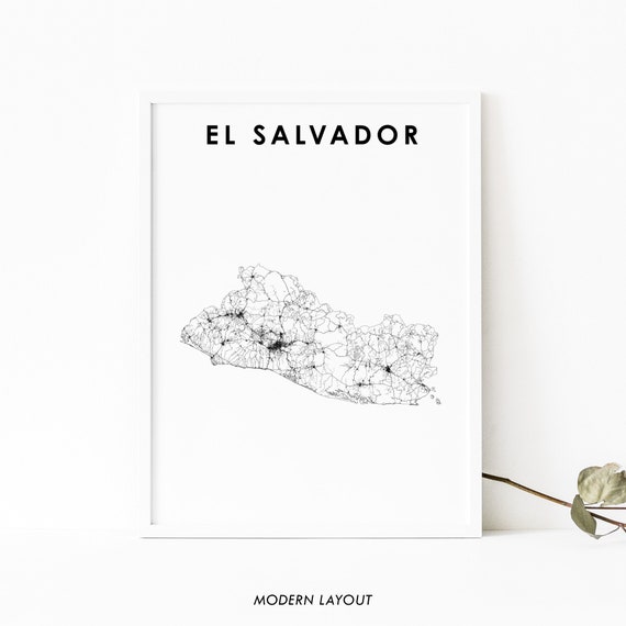 El Salvador Map Print, Central America Nursery Decor