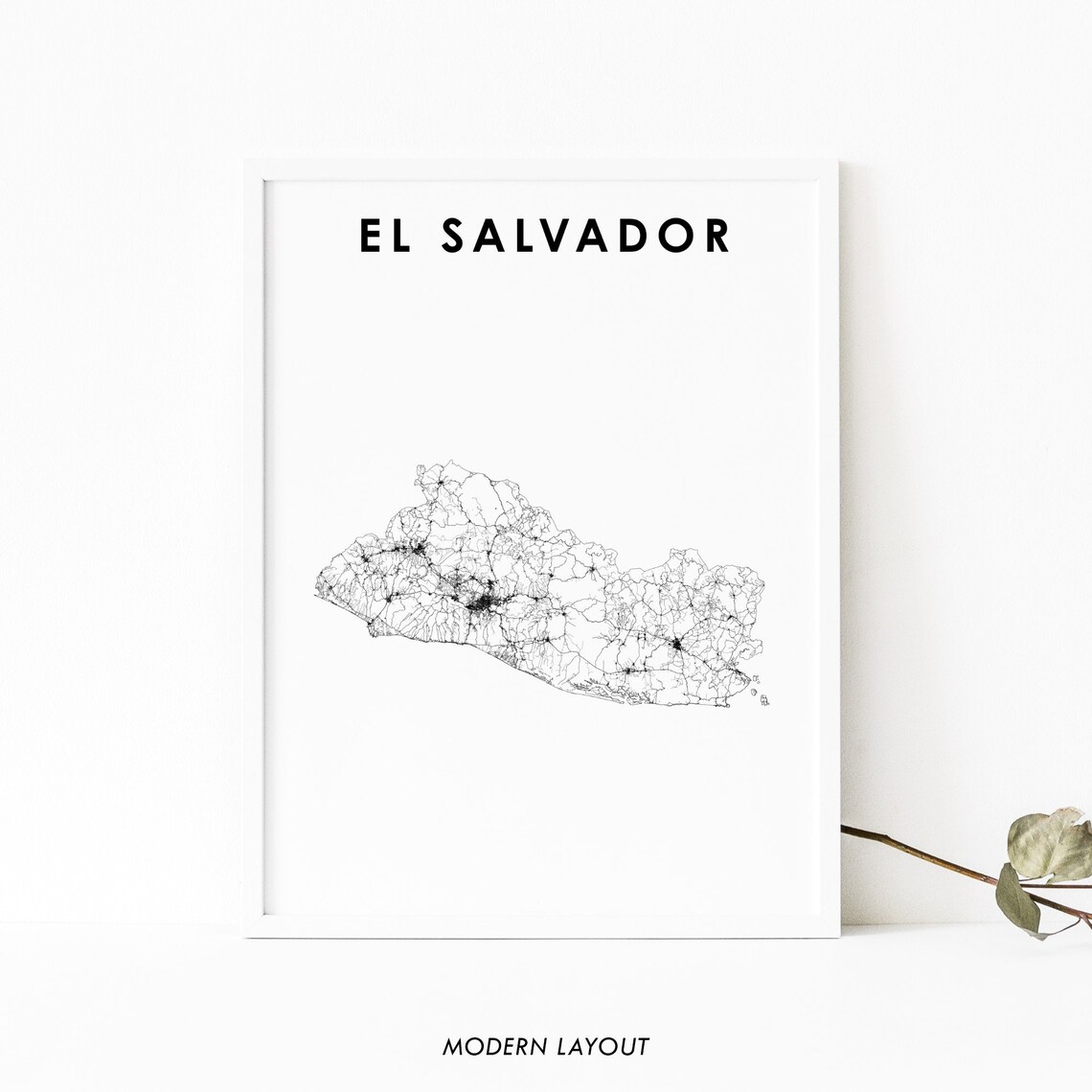 El Salvador Map Print, Central America Nursery Decor