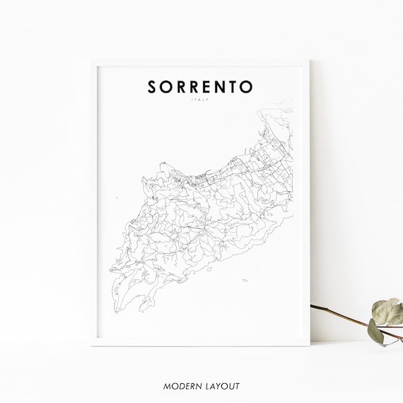 Sorrento Italy Map Art Print, Naples Campania