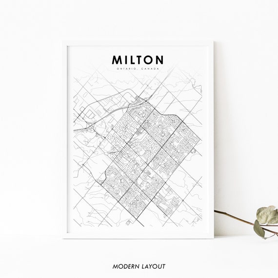 Milton Ontario Map Print, Canada City Street Poster