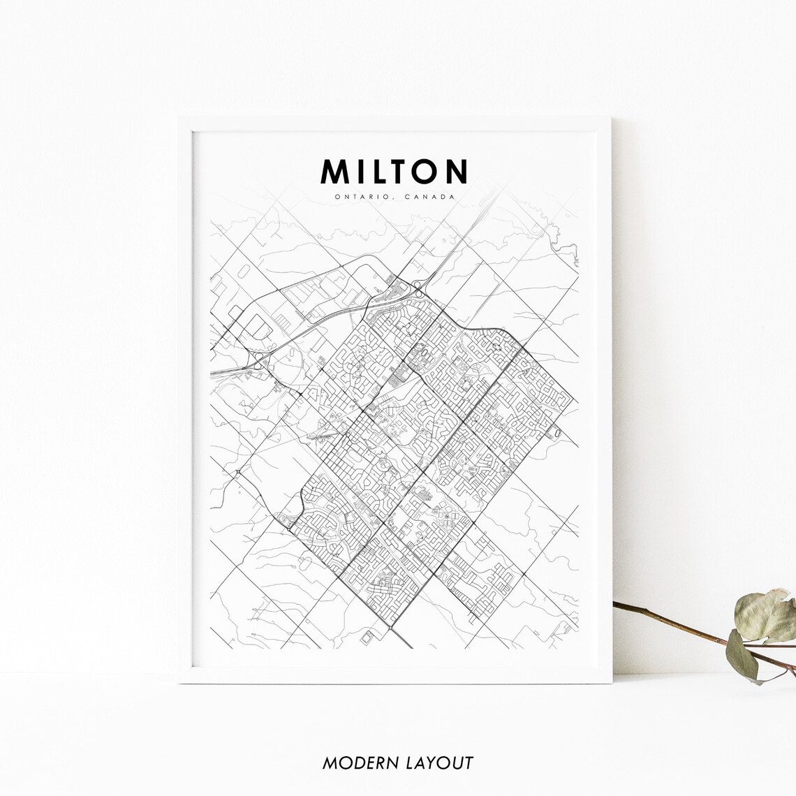 Milton Ontario Map Print, Canada City Street Poster