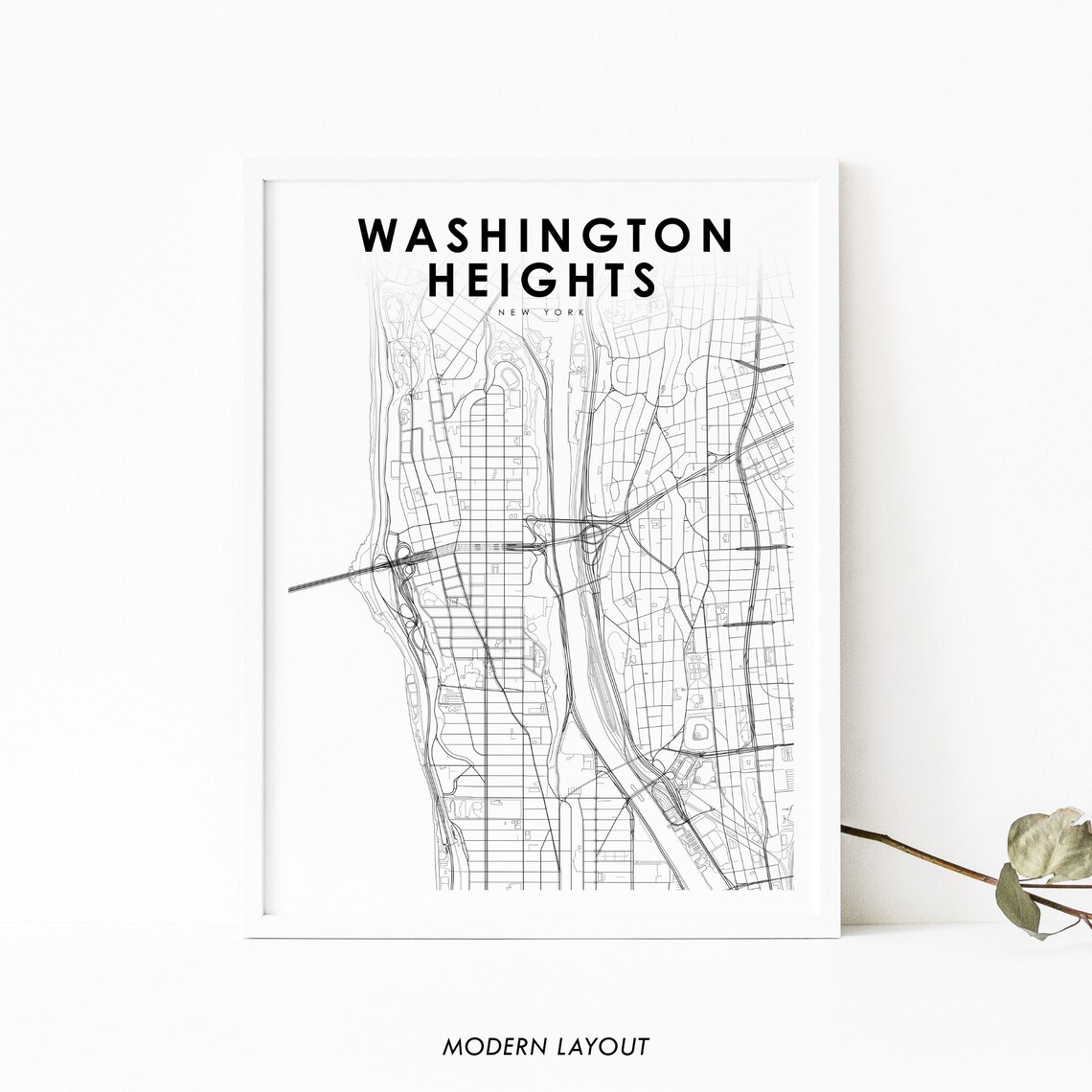 Washington Heights NY Map Print, New York USA