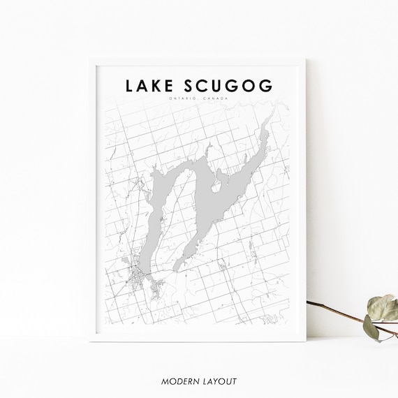 Lake Scugog Ontario Map Art Print, Port Perry
